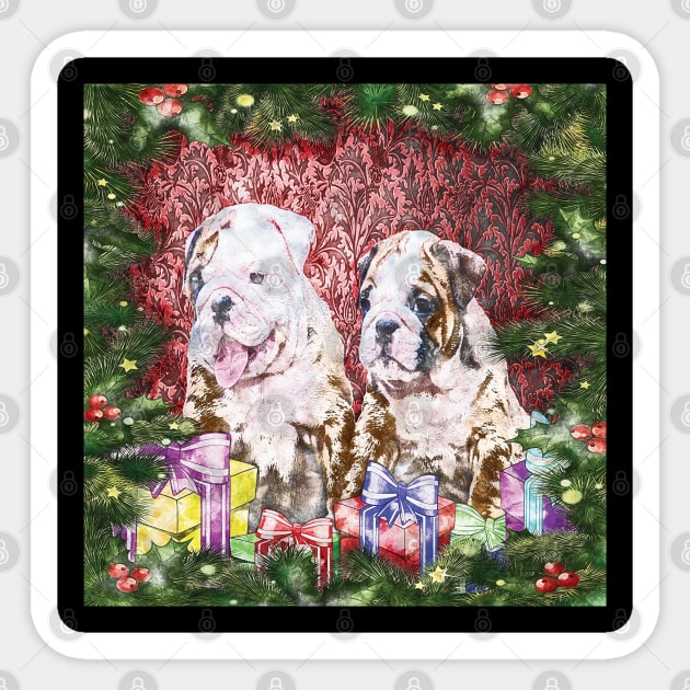 Merry Christmas English Bulldog Sticker by Aventi